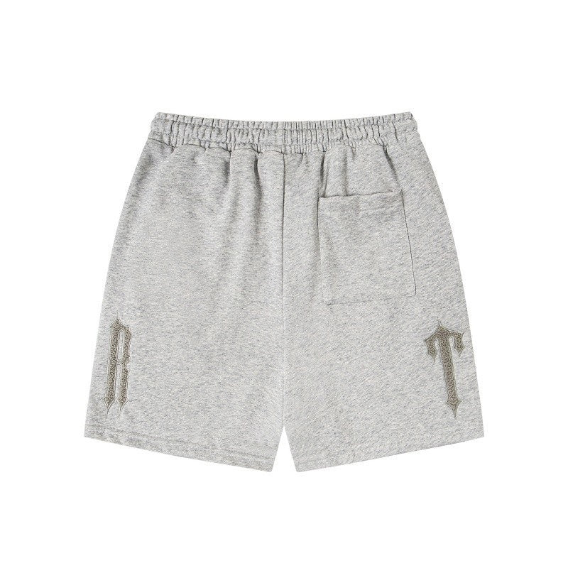 American street style terry cloth embroidered letter drawstring Short
