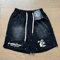 New Style Washed Distressed Casual Shorts with Flame Short