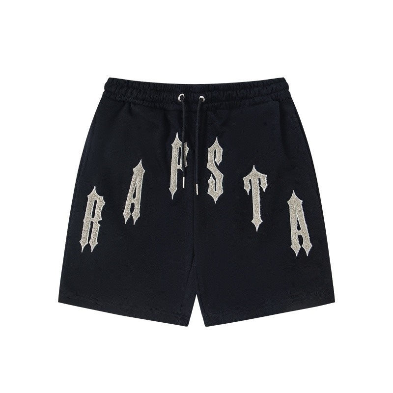 American street style terry cloth embroidered letter drawstring Short