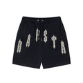 American street style terry cloth embroidered letter drawstring Short
