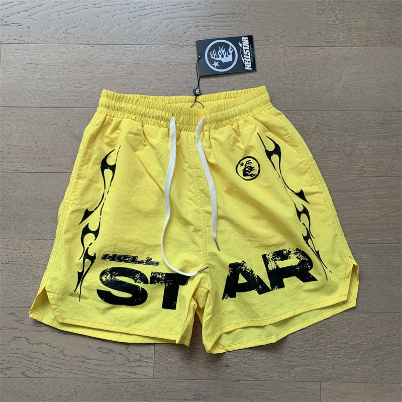 New Style Washed Distressed Casual Shorts with Flame Short