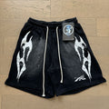New Style Washed Distressed Casual Shorts with Flame Short