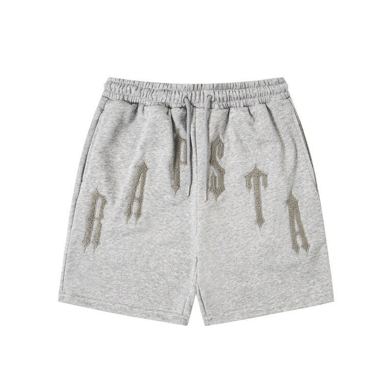 American street style terry cloth embroidered letter drawstring Short