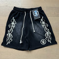 New Style Washed Distressed Casual Shorts with Flame Short