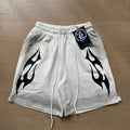 New Style Washed Distressed Casual Shorts with Flame Short