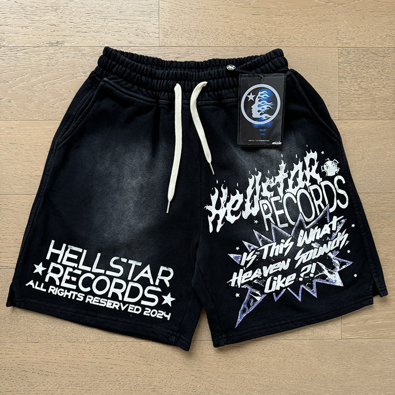 New Style Washed Distressed Casual Shorts with Flame Short