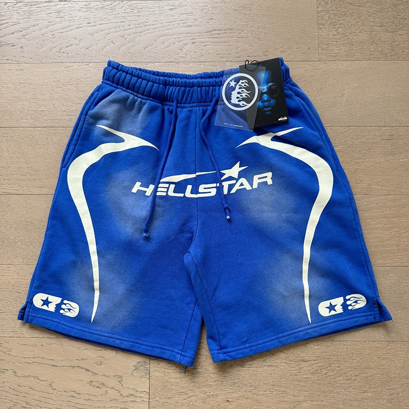 New Style Washed Distressed Casual Shorts with Flame Short