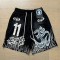 New Style Washed Distressed Casual Shorts with Flame Short